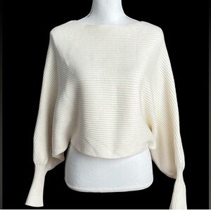 Altar'd State Cream Ribbed Batwing Sweater